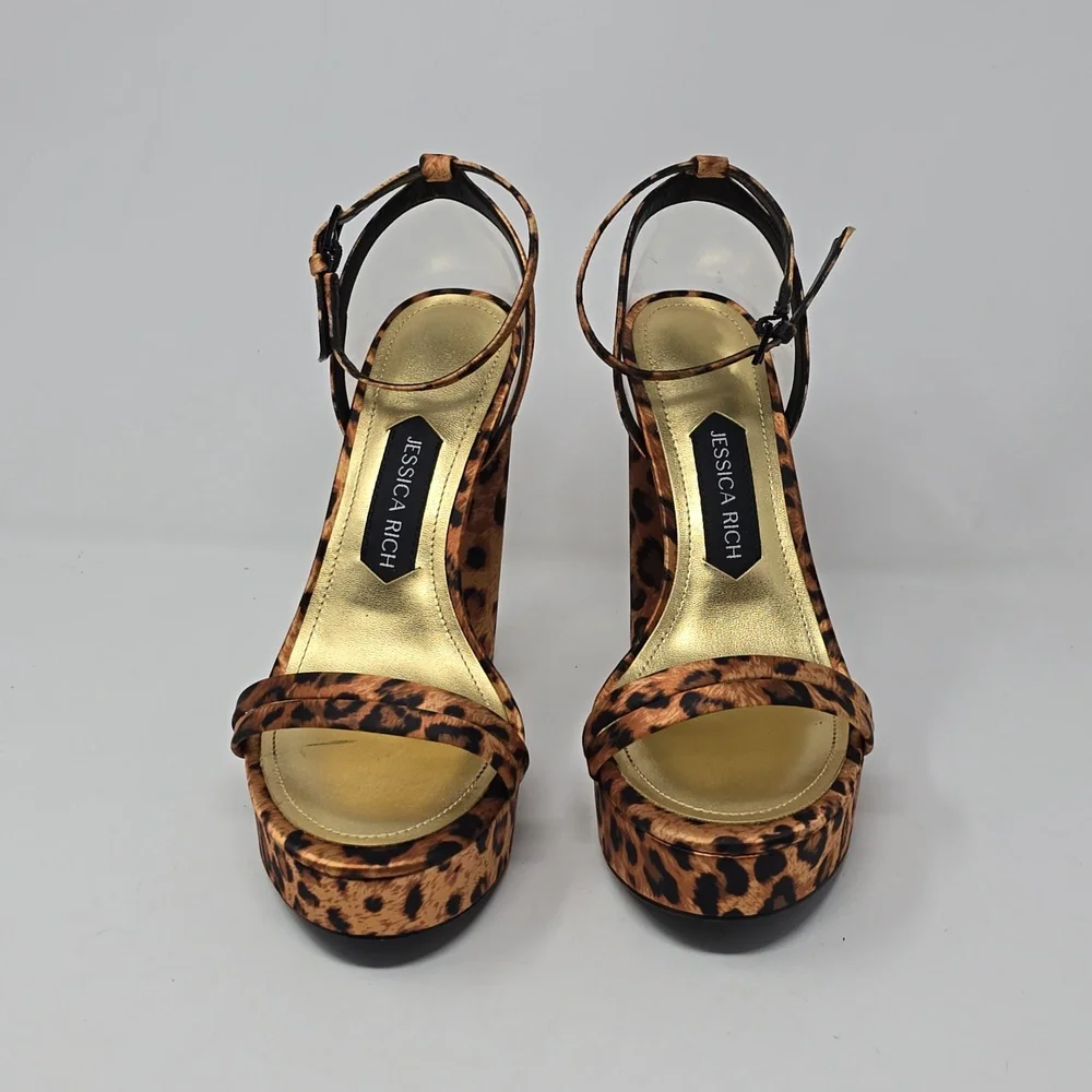 Jessica Rich Cheetah-Print Platform Heel Sandals Womens Size 39